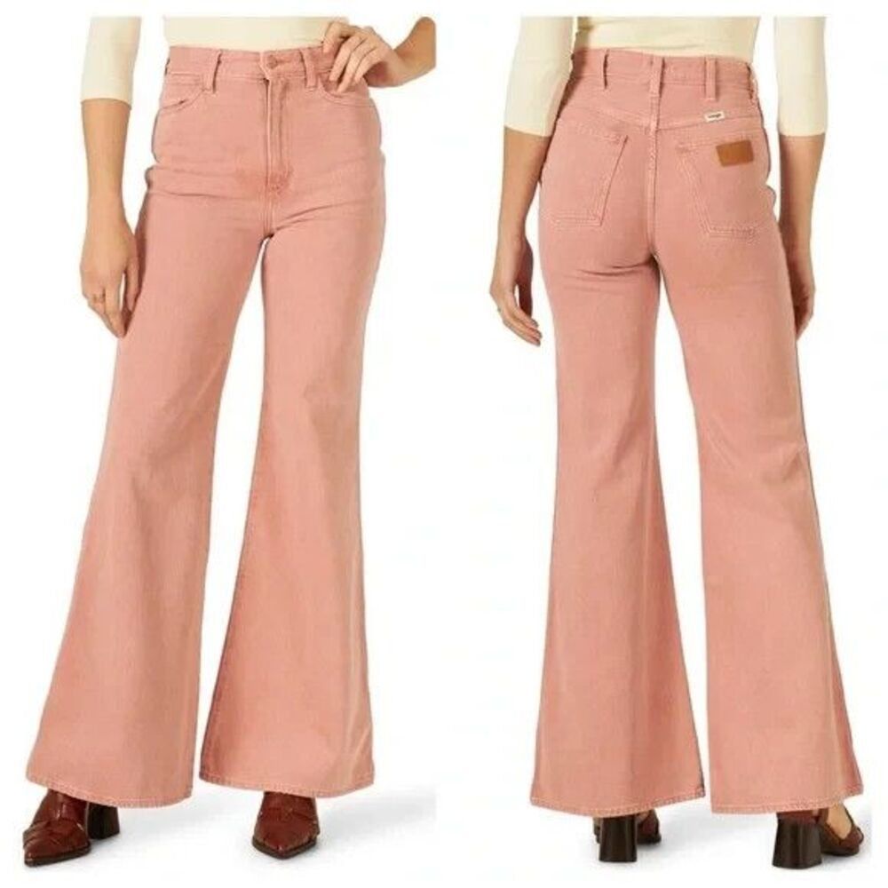 NEW Wrangler 622 Wanderer Bellbottom Jeans Size 25 Earth Wash Rose Pink Flare